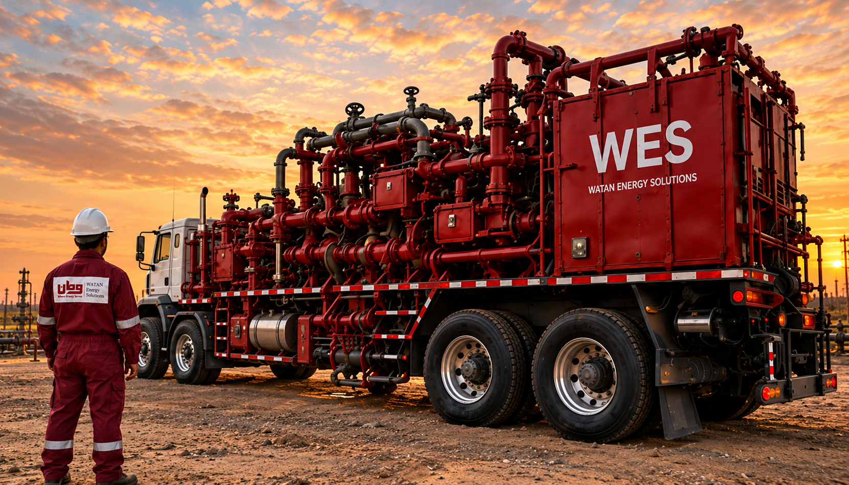 WES industrial equipment and a worker in maroon workwear